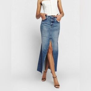 Reformation Tazz Maxi Denim Skirt with Slit - Size 24